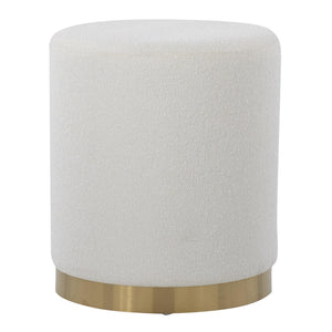 Marla Contemporary/Glam Ottoman in Gold Metal and Cream Textured Fabric by LumiSource