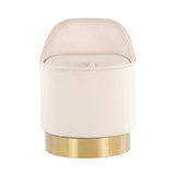 Marla Contemporary/Glam Vanity Stool in Gold Steel and Cream Velvet by LumiSource