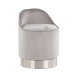 Marla Contemporary/Glam Vanity Stool in Chrome and Silver Velvet by LumiSource