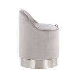 Marla Contemporary/Glam Vanity Stool in Chrome and Silver Velvet by LumiSource