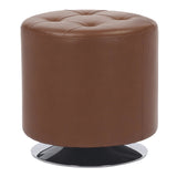 Mason Round Swivel 17" Contemporary Ottoman in Chrome Metal and Camel Faux Leather by LumiSource