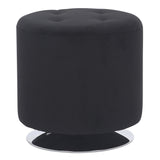 Mason Round Swivel 17" Contemporary Ottoman in Chrome Metal and Black Velvet by LumiSource