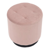 Mason Round Swivel 17" Contemporary Ottoman in Chrome Metal and Blush Velvet by LumiSource
