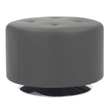 Mason Round Swivel 26" Contemporary Ottoman in Chrome Metal and Grey Faux Leather by LumiSource