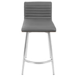 Mason Contemporary Swivel Counter Stool in Stainless Steel, Walnut Wood, and Grey Faux Leather by LumiSource - Set of 2