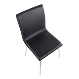 Mason Contemporary Upholstered Chair in Brushed Stainless Steel and Black Faux Leather by LumiSource - Set of 2