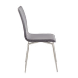 Mason Contemporary Upholstered Chair in Brushed Stainless Steel and Grey Faux Leather by LumiSource - Set of 2