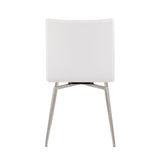 Mason Contemporary Upholstered Chair in Brushed Stainless Steel and White Faux Leather by LumiSource - Set of 2
