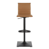 Masters Contemporary Barstool in Black Metal and Camel Faux Leather by LumiSource