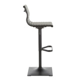 Masters Contemporary Barstool in Black Metal and Grey Faux Leather by LumiSource