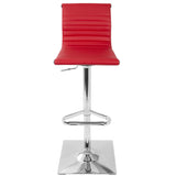 Masters Contemporary Adjustable Barstool with Swivel in Red Faux Leather by LumiSource