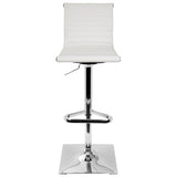 Masters Contemporary Adjustable Barstool with Swivel in White Faux Leather by LumiSource