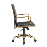 Master Contemporary Adjustable Office Chair with Swivel in Gold with Black Faux Leather by LumiSource