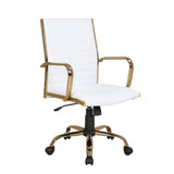 Master Contemporary Adjustable Office Chair with Swivel in Gold with White Faux Leather by LumiSource