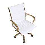 Master Contemporary Adjustable Office Chair with Swivel in Gold with White Faux Leather by LumiSource