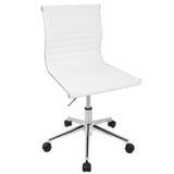 Master Contemporary Armless Adjustable Task Chair in White Faux Leather by LumiSource