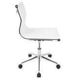 Master Contemporary Armless Adjustable Task Chair in White Faux Leather by LumiSource