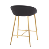 Matisse Glam 26" Counter Stool with Gold Frame and Black Velvet by LumiSource - Set of 2