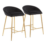 Matisse Glam 26" Counter Stool with Gold Frame and Black Velvet by LumiSource - Set of 2