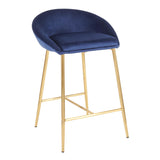 Matisse Glam 26" Counter Stool with Gold Metal and Blue Velvet by LumiSource - Set of 2