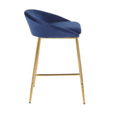 Matisse Glam 26" Counter Stool with Gold Metal and Blue Velvet by LumiSource - Set of 2