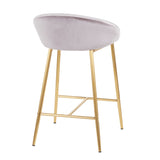 Matisse Glam 26" Counter Stool with Gold Frame and Silver Velvet by LumiSource - Set of 2