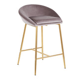 Matisse Glam 26" Counter Stool with Gold Frame and Silver Velvet by LumiSource - Set of 2