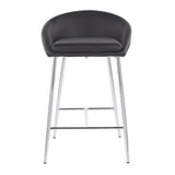 Matisse Glam 26" Counter Stool with Chrome Frame and Black Faux Leather by LumiSource - Set of 2