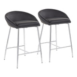 Matisse Glam 26" Counter Stool with Chrome Frame and Black Faux Leather by LumiSource - Set of 2