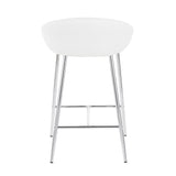 Matisse Glam 26" Counter Stool with Chrome Frame and White Faux Leather by LumiSource - Set of 2