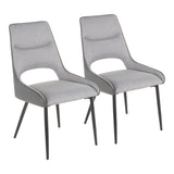 Mickey Contemporary Chair with Black Metal in Grey Fabric and Grey Faux Leather by LumiSource - Set of 2