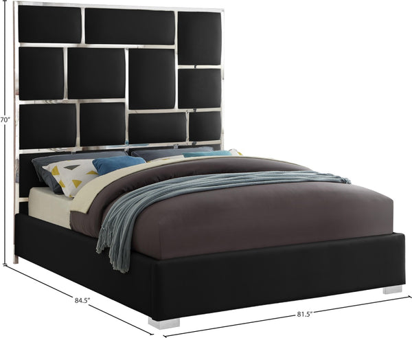 Milan Faux Leather / Metal / Foam Contemporary Black Faux Leather King Bed - 81.5" W x 84.5" D x 70" H