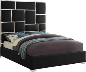 Milan Faux Leather / Metal / Foam Contemporary Black Faux Leather King Bed - 81.5" W x 84.5" D x 70" H