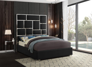 Milan Faux Leather / Metal / Foam Contemporary Black Faux Leather King Bed - 81.5" W x 84.5" D x 70" H
