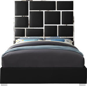 Milan Faux Leather / Metal / Foam Contemporary Black Faux Leather King Bed - 81.5" W x 84.5" D x 70" H