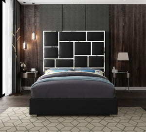 Milan Faux Leather / Metal / Foam Contemporary Black Faux Leather King Bed - 81.5" W x 84.5" D x 70" H