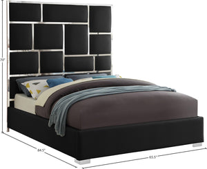 Milan Faux Leather / Metal / Foam Contemporary Black Faux Leather Queen Bed - 65.5" W x 84.5" D x 70" H