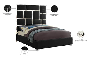 Milan Faux Leather / Metal / Foam Contemporary Black Faux Leather Queen Bed - 65.5" W x 84.5" D x 70" H