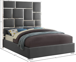 Milan Faux Leather / Metal / Foam Contemporary Grey Faux Leather King Bed - 81.5" W x 84.5" D x 70" H