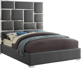 Milan Faux Leather / Metal / Foam Contemporary Grey Faux Leather Queen Bed - 65.5" W x 84.5" D x 70" H
