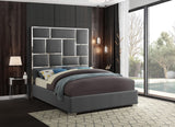 Milan Faux Leather / Metal / Foam Contemporary Grey Faux Leather Queen Bed - 65.5" W x 84.5" D x 70" H