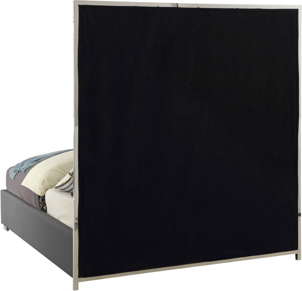 Milan Faux Leather / Metal / Foam Contemporary Grey Faux Leather Queen Bed - 65.5" W x 84.5" D x 70" H