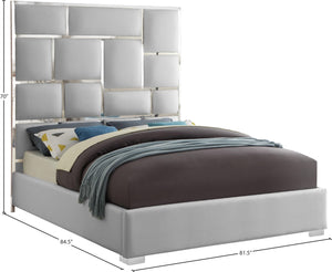 Milan Faux Leather / Metal / Foam Contemporary White Faux Leather King Bed - 81.5" W x 84.5" D x 70" H