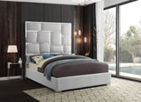 Milan Faux Leather / Metal / Foam Contemporary White Faux Leather King Bed - 81.5" W x 84.5" D x 70" H