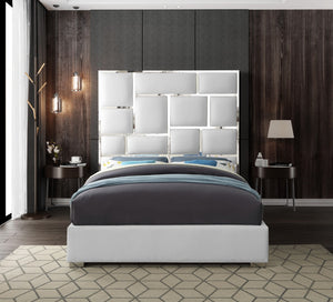 Milan Faux Leather / Metal / Foam Contemporary White Faux Leather King Bed - 81.5" W x 84.5" D x 70" H