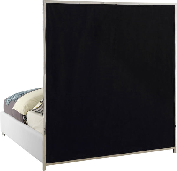 Milan Faux Leather / Metal / Foam Contemporary White Faux Leather King Bed - 81.5" W x 84.5" D x 70" H