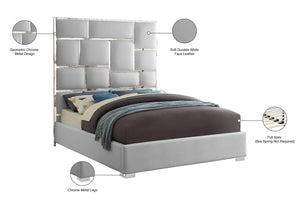 Milan Faux Leather / Metal / Foam Contemporary White Faux Leather Queen Bed - 65.5" W x 84.5" D x 70" H