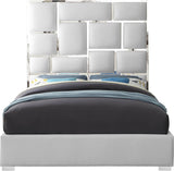 Milan Faux Leather / Metal / Foam Contemporary White Faux Leather Queen Bed - 65.5" W x 84.5" D x 70" H