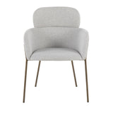 Milan Contemporary Chair in Antique Brass Metal and Light Grey Noise Fabric by LumiSource - Set of 2