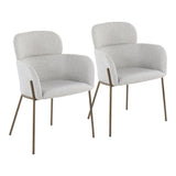 Milan Contemporary Chair in Antique Brass Metal and Light Grey Noise Fabric by LumiSource - Set of 2
